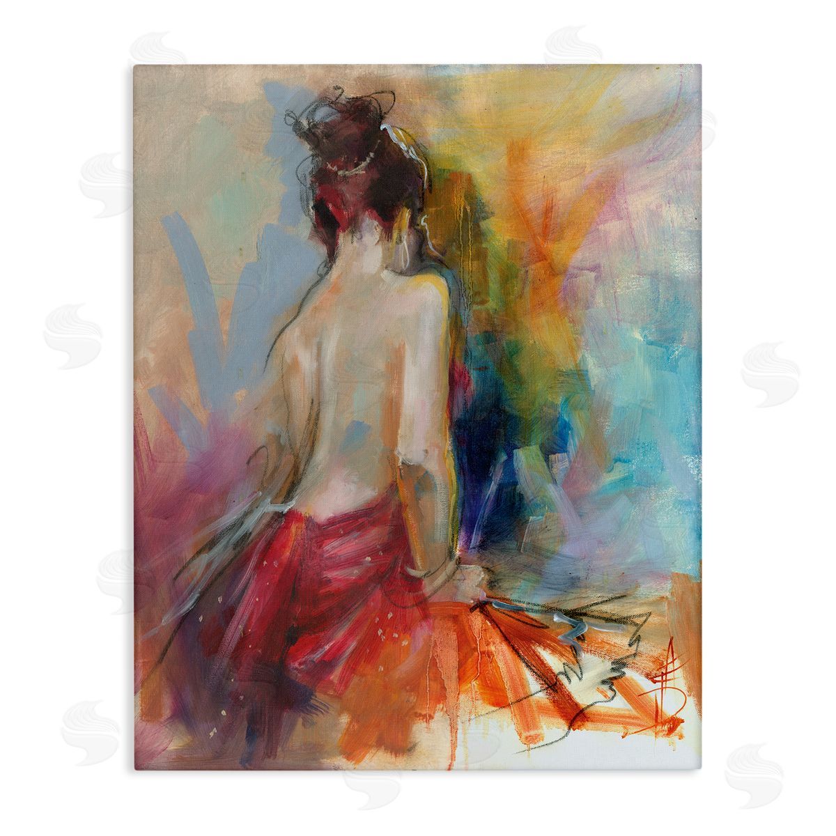 Anne Farrall Doyle Contemporary Female Pose Energetic Brush Strokes