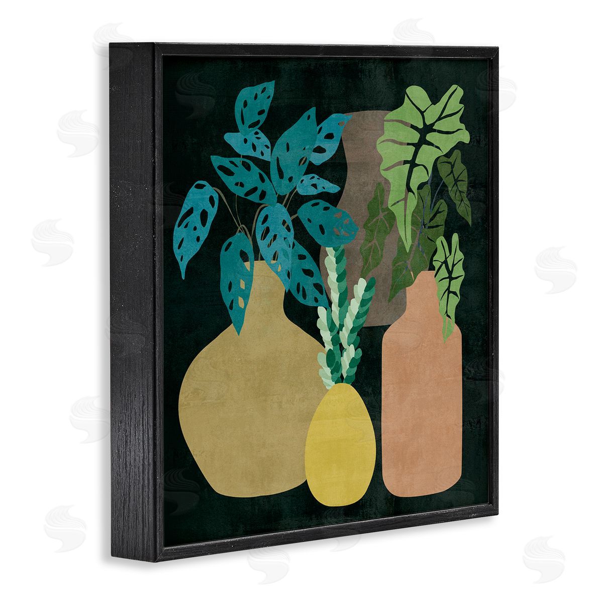 Melissa Wang Decorative Vases with Tropical Palms over Black Black Framed Glicee Wall Art Print