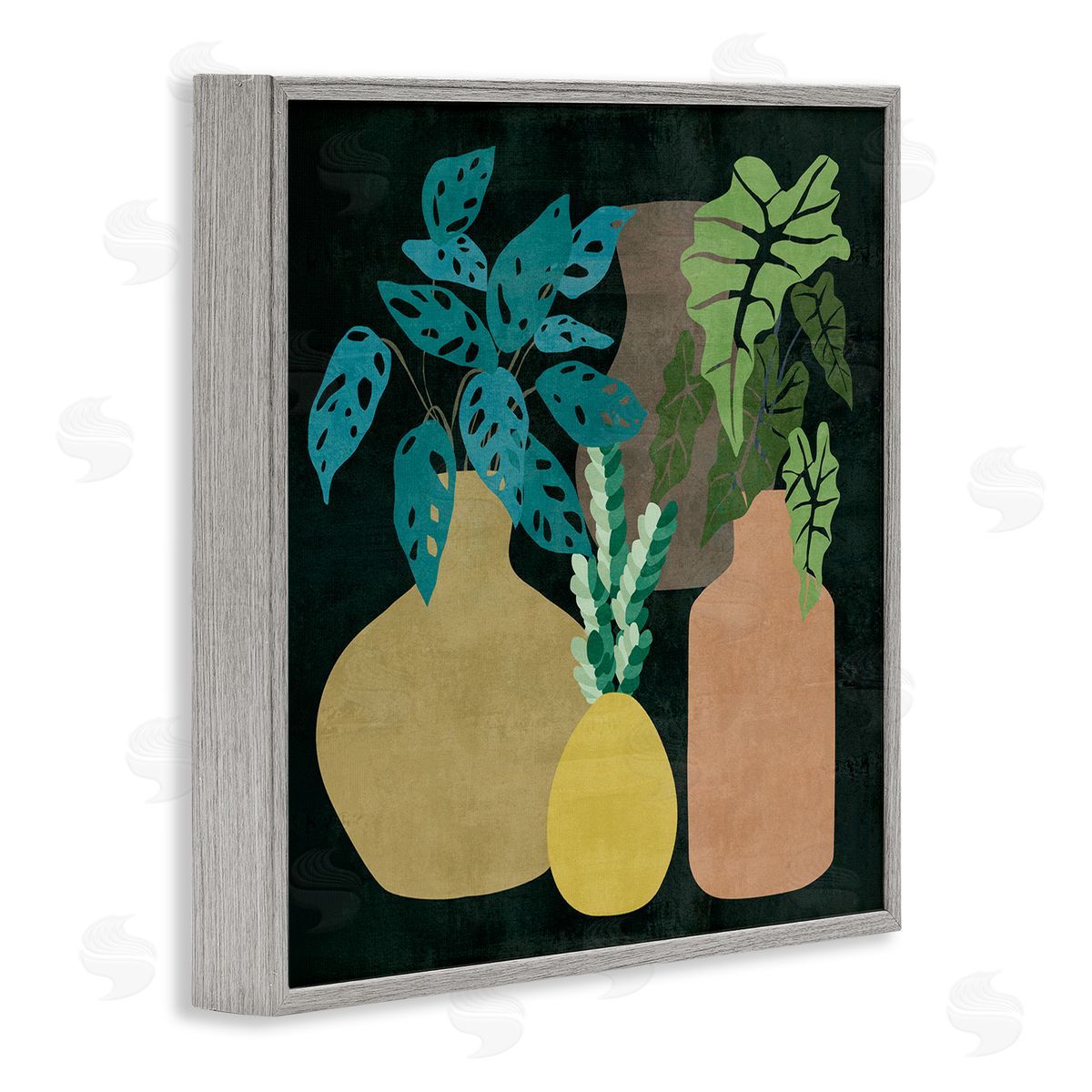Melissa Wang Decorative Vases with Tropical Palms over Black Gray Framed Glicee Wall Art Print