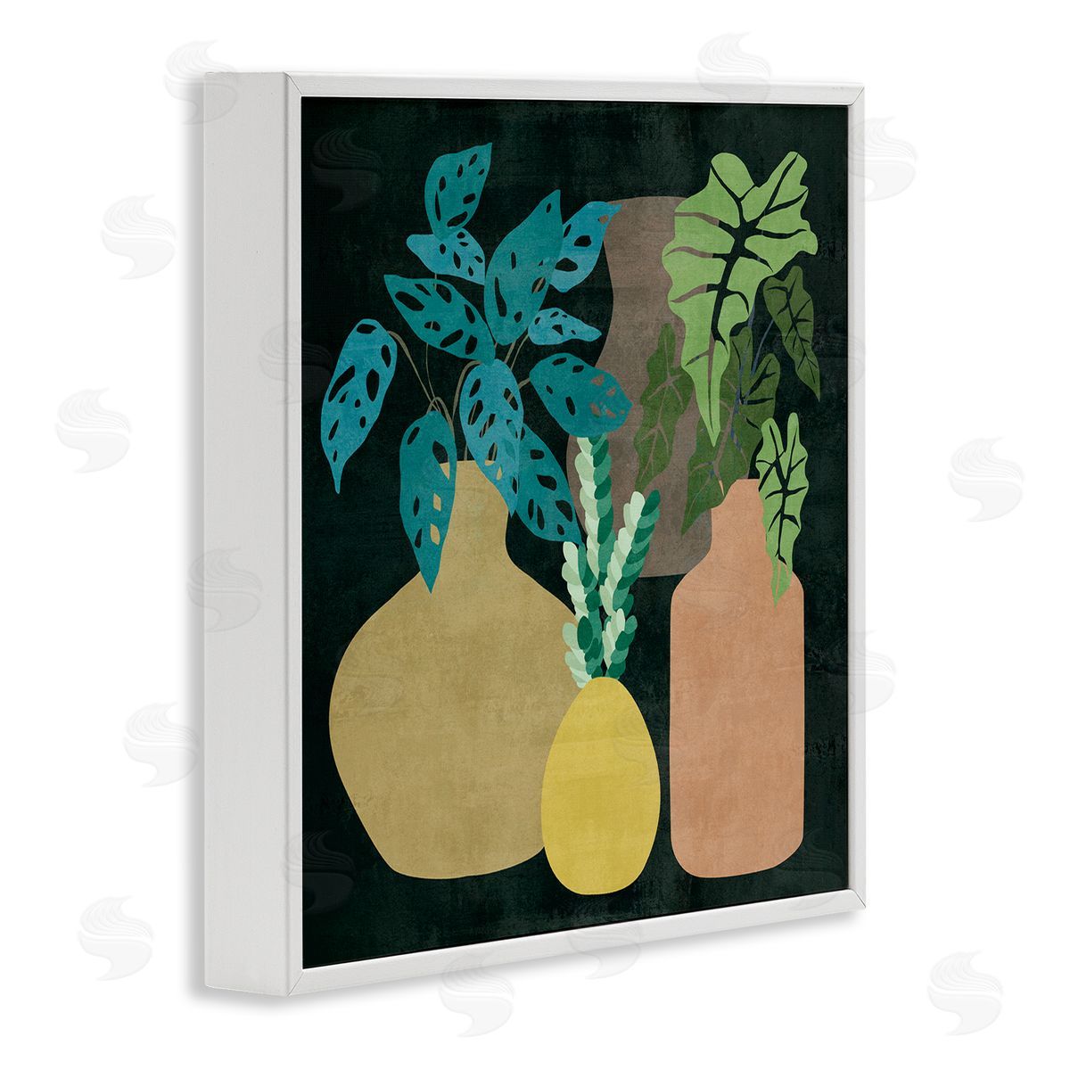 Melissa Wang Decorative Vases with Tropical Palms over Black White Framed Glicee Wall Art Print