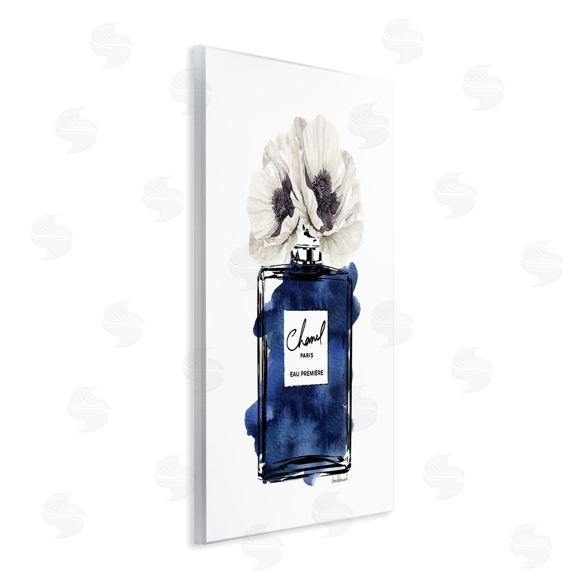 Fashion Fragrance Bottle with Florals Wood Plaque Wall Art, Home Decor by Amanda Greenwood