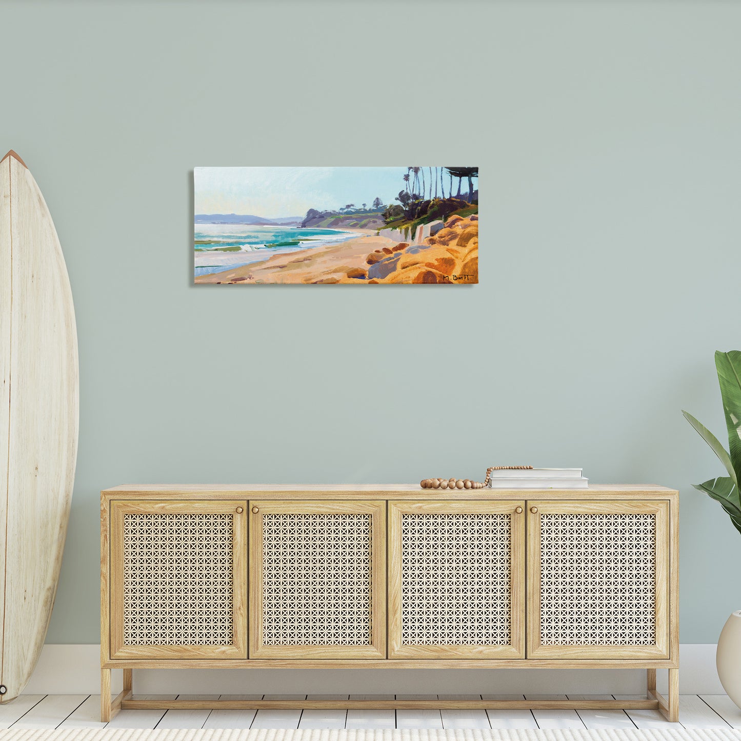 Summer Beach Landscape Painting Canvas Wall Art in Room, Home Decor by Marcia Burtt