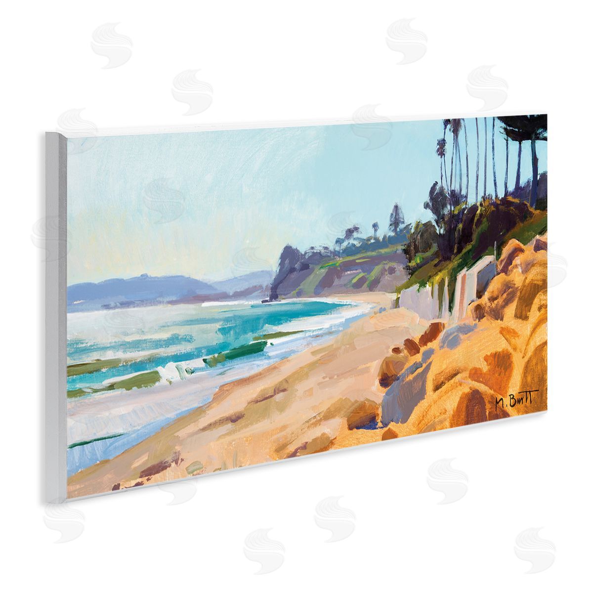 Summer Beach Landscape Painting Wood Plaque Wall Art, Home Decor by Marcia Burtt