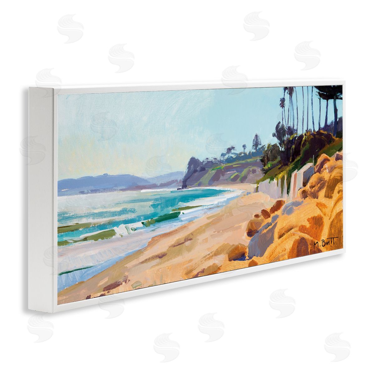 Summer Beach Landscape Painting White Frame Print Wall Art, Home Decor by Marcia Burtt