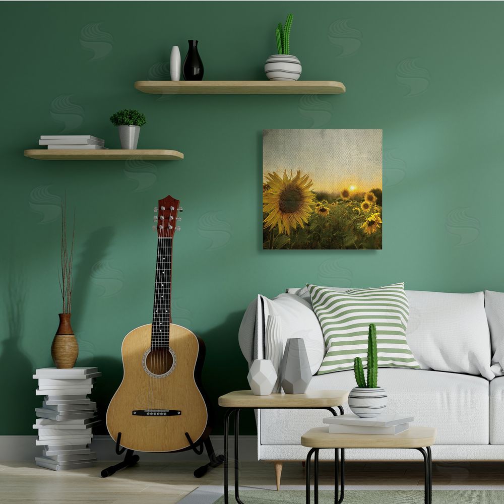 Anne Bailey Warm Sunflower Field Summer Sunset Landscape Canvas Wall Art in Room