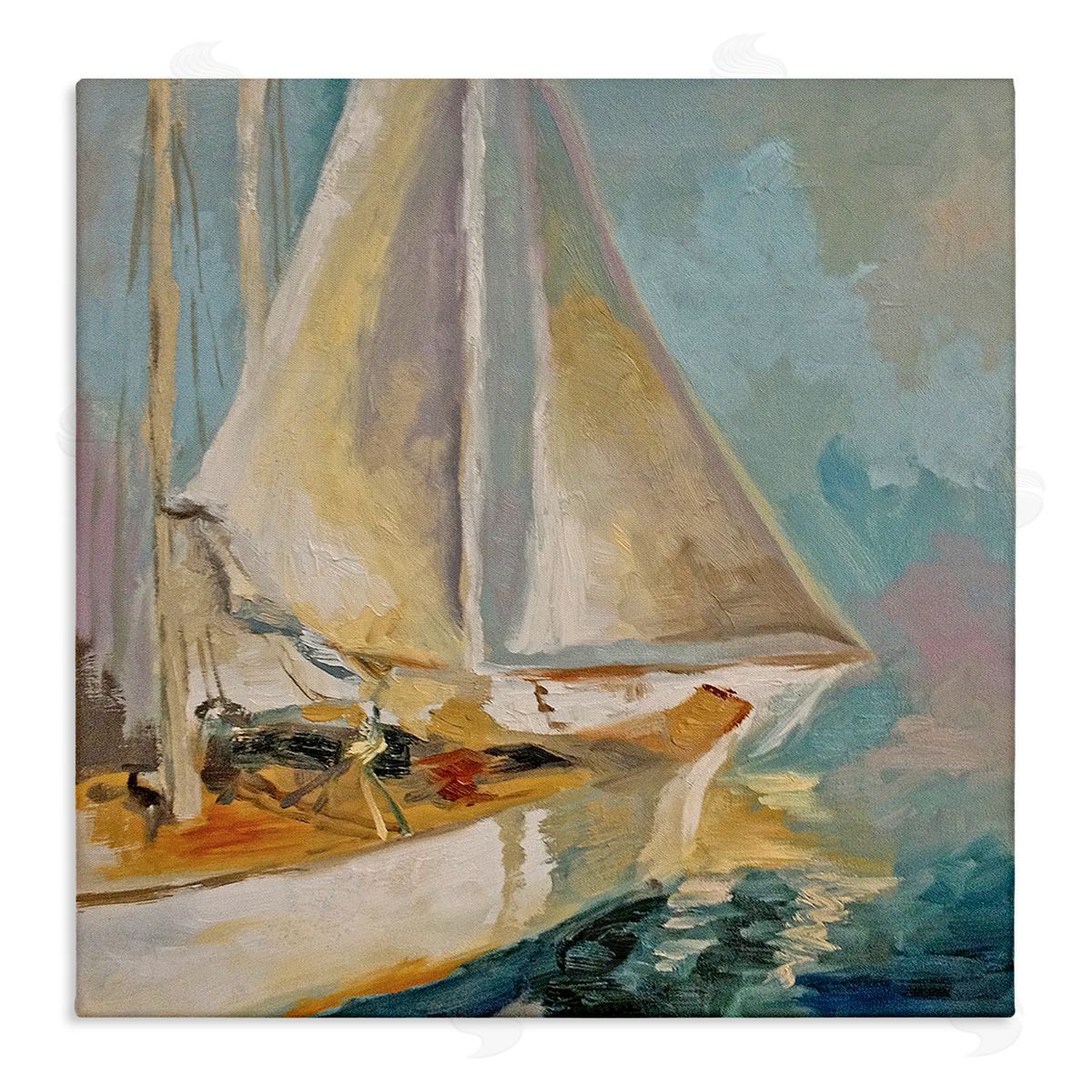 Claire Cormany Traditional Nautical Sailboat on the Water Stretched Canvas Wall Art Print