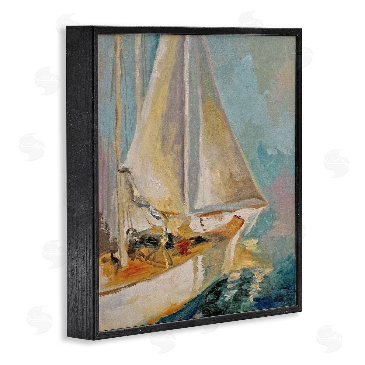 Claire Cormany Traditional Nautical Sailboat on the Water Black Framed Glicee Wall Art Print