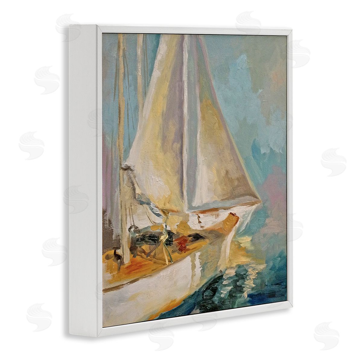 Claire Cormany Traditional Nautical Sailboat on the Water White Framed Glicee Wall Art Print