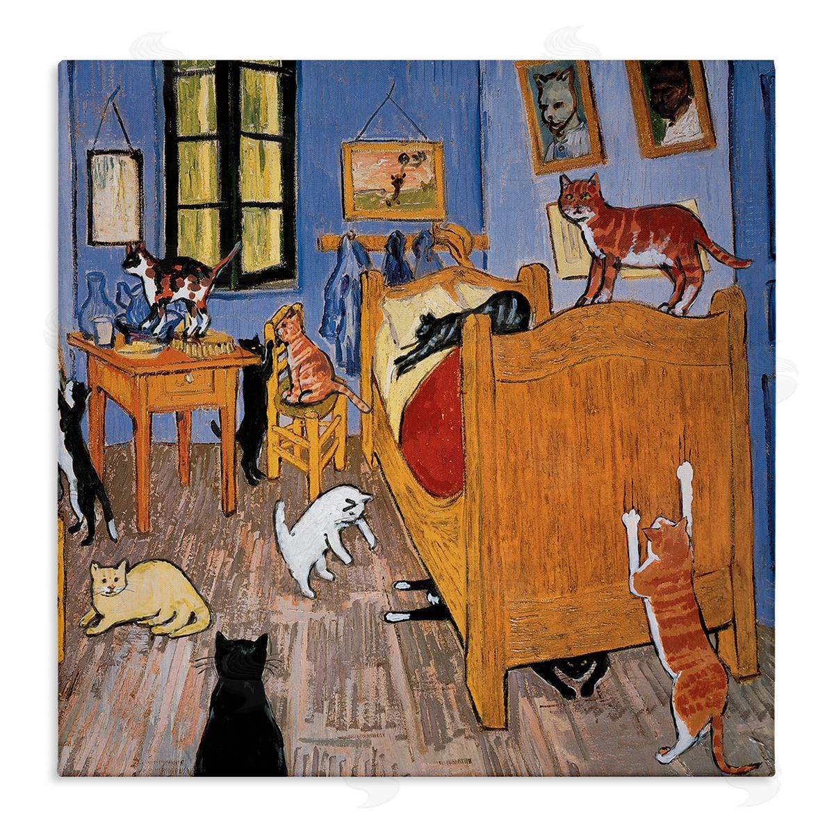 Cats in Bedroom Classics Parody Canvas Wall Art, Home Decor by Chameleon Design, Inc.