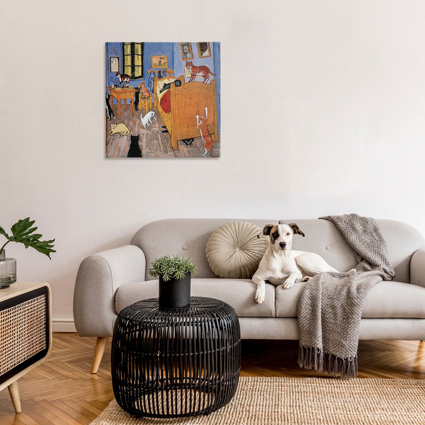 Cats in Bedroom Classics Parody Canvas Wall Art in Room, Home Decor by Chameleon Design, Inc.