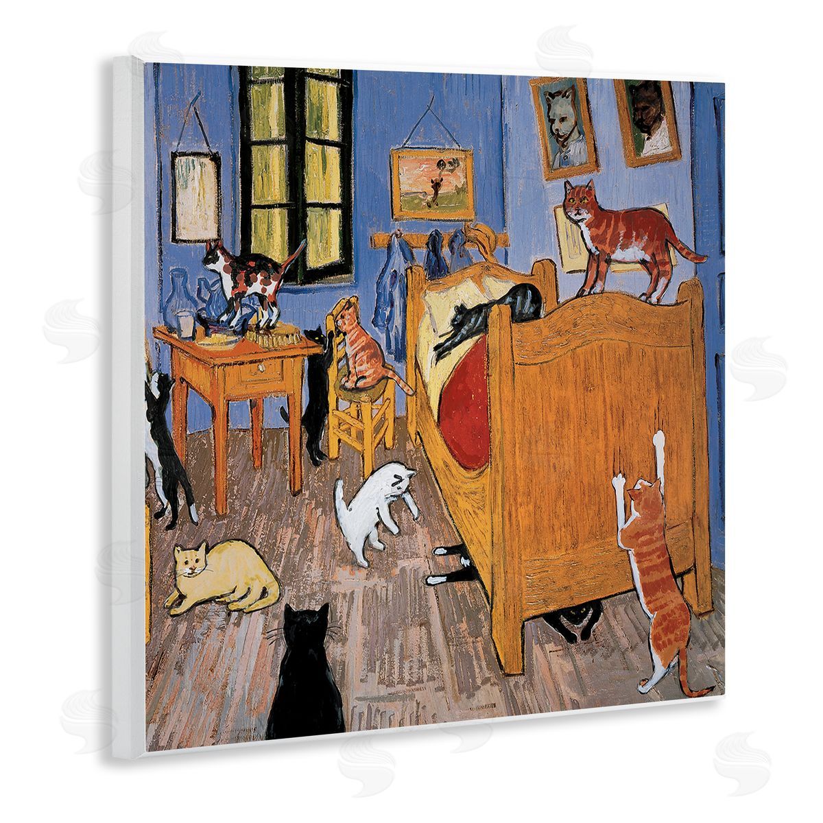 Cats in Bedroom Classics Parody Wood Plaque Wall Art, Home Decor by Chameleon Design, Inc.