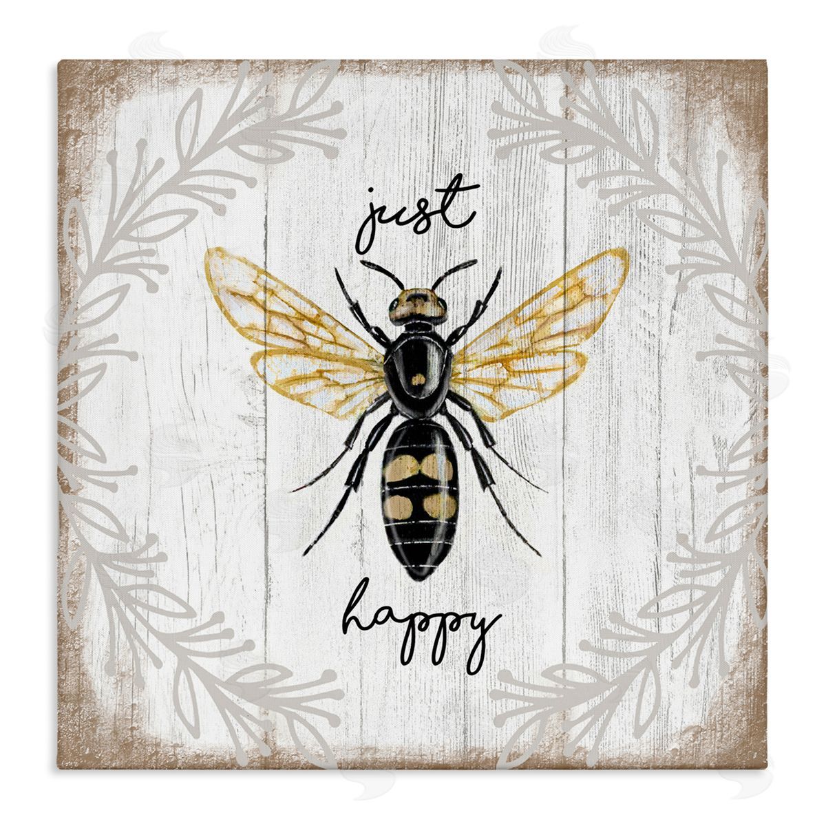 Just Be Happy Charming Bee Canvas Wall Art, Home Decor by Elizabeth Tyndall