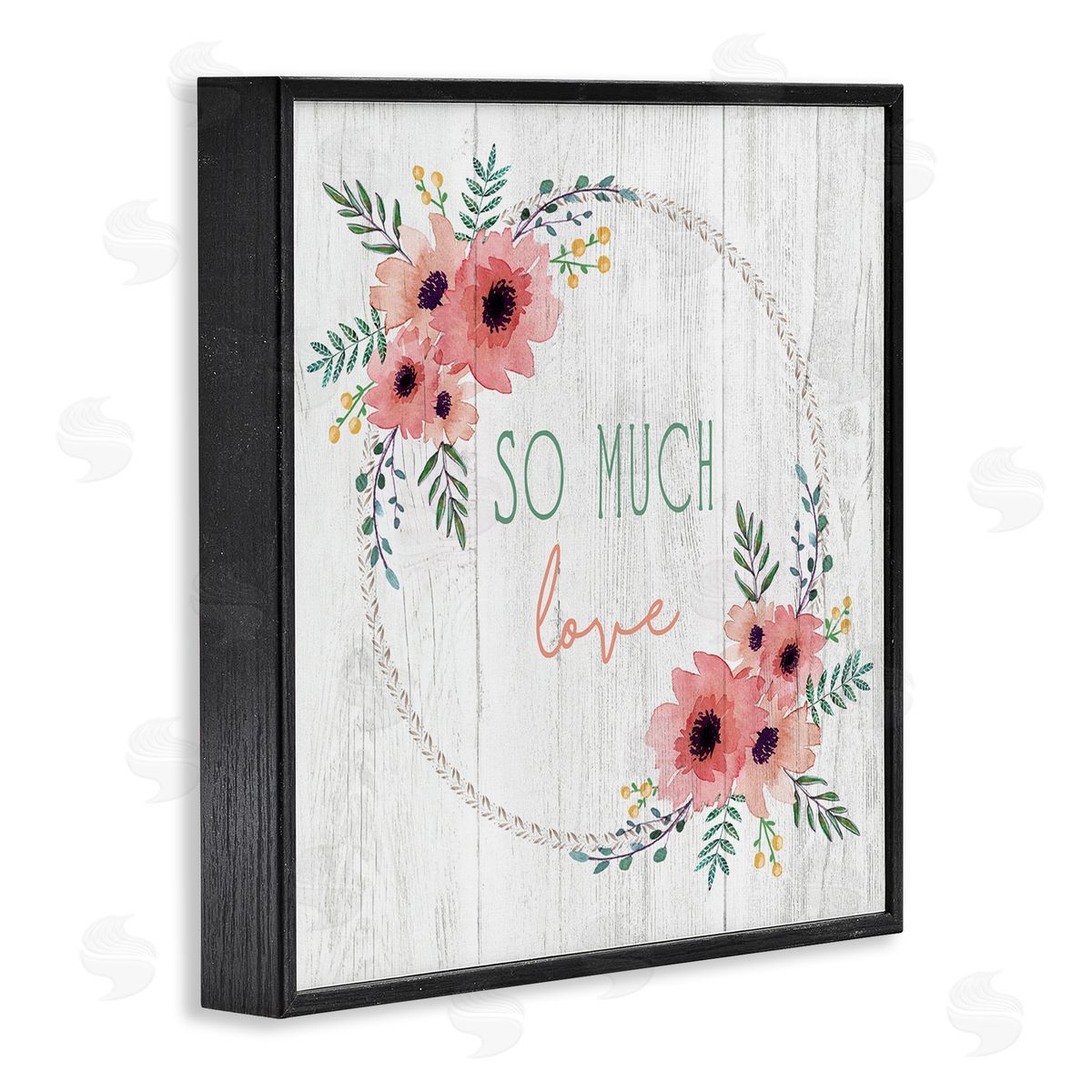 Elizabeth Tyndall So Much Love Phrase Pink Floral Poppies Black Framed Glicee Wall Art Print
