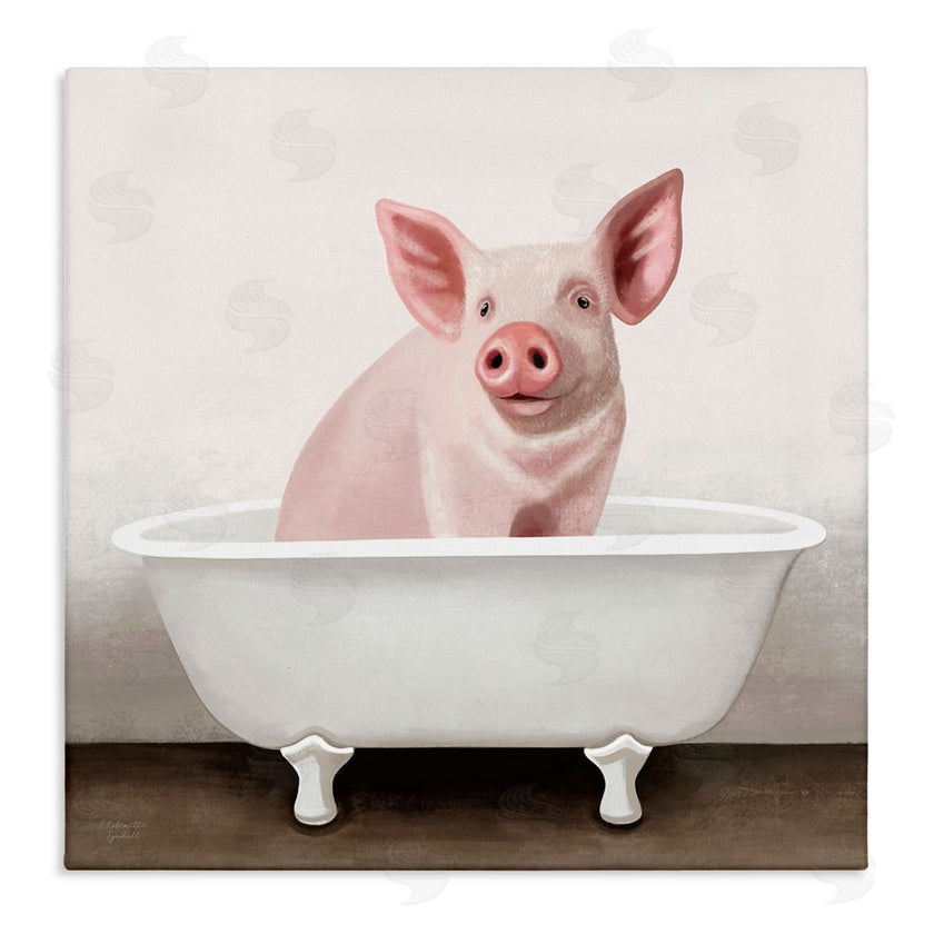 Elizabeth Tyndall | Pink Farm Pig in Country Bath Tub