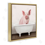 Elizabeth Tyndall | Pink Farm Pig in Country Bath Tub