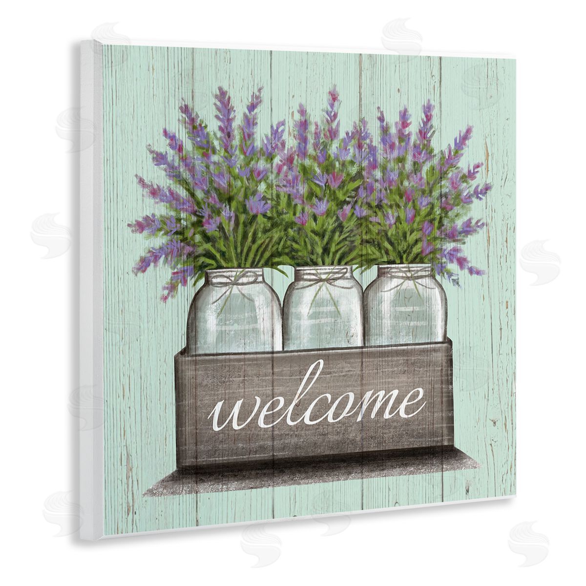 Purple Lavender Florals in Jars Wood Plaque Wall Art, Home Decor by Elizabeth Tyndall