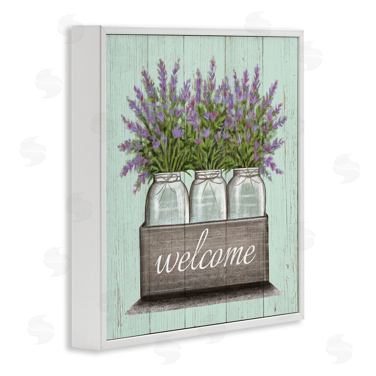 Purple Lavender Florals in Jars White Frame Print Wall Art, Home Decor by Elizabeth Tyndall
