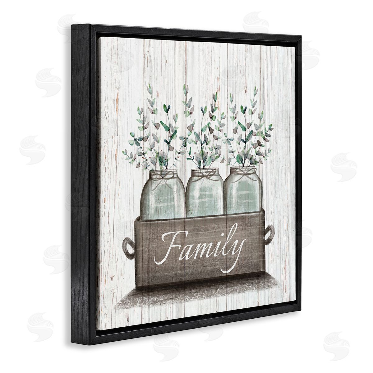 Eucalyptus Foliage Jars Black Floating Frame Canvas Wall Art, Home Decor by Elizabeth Tyndall