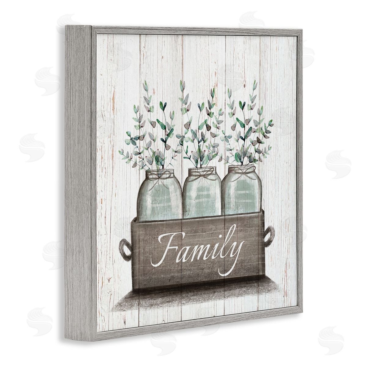 Eucalyptus Foliage Jars Grey Frame Print Wall Art, Home Decor by Elizabeth Tyndall