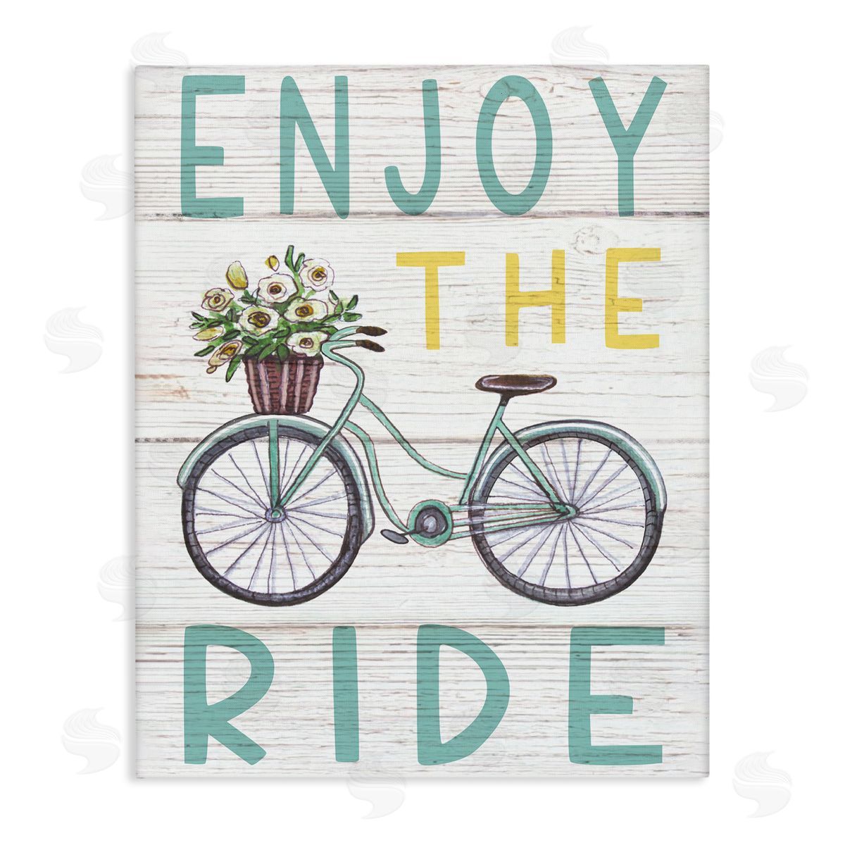 Elizabeth Tyndall Enjoy the Ride Phrase Flower Basket Bicycle