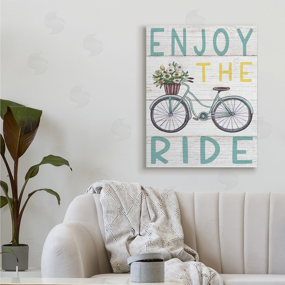 Elizabeth Tyndall Enjoy the Ride Phrase Flower Basket Bicycle