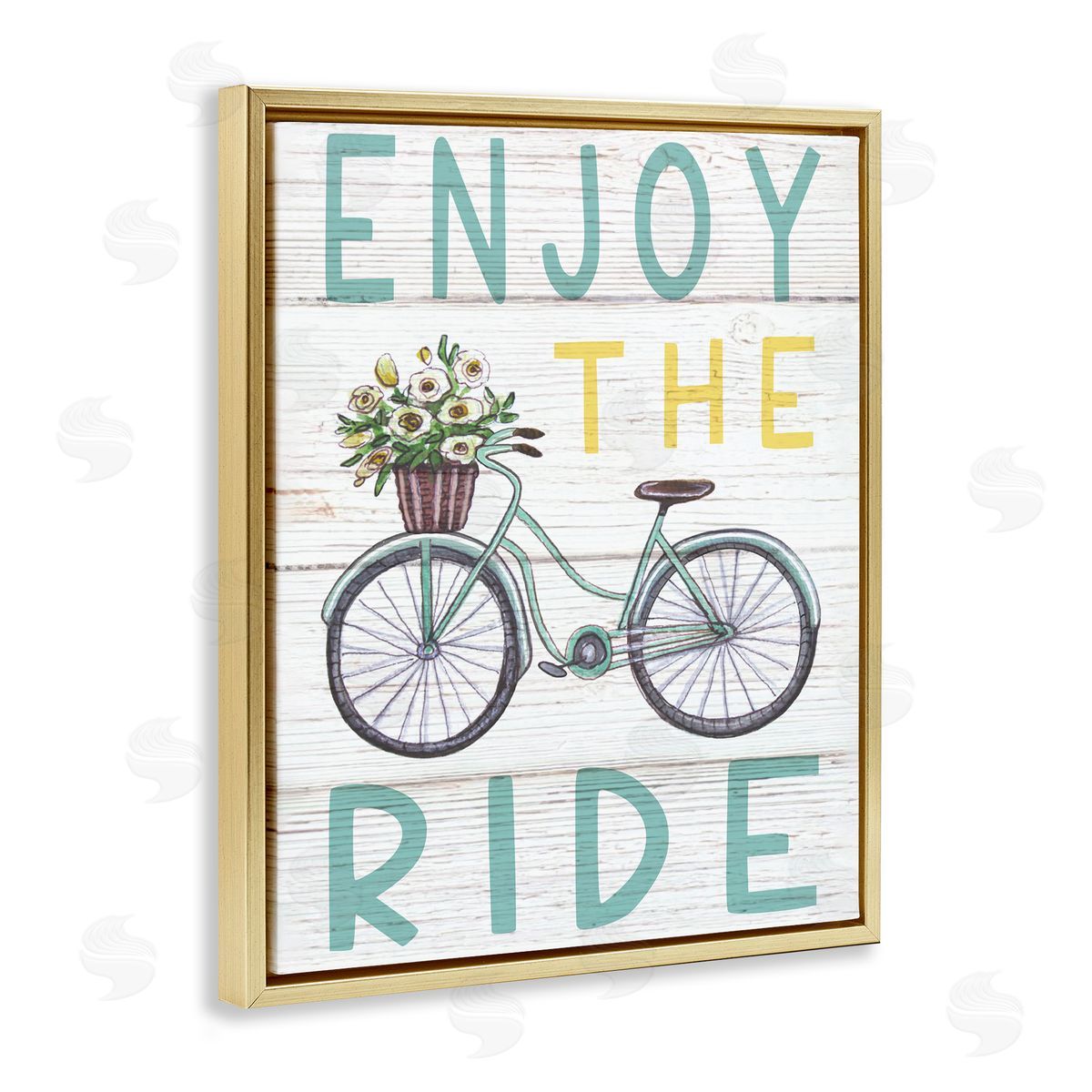 Elizabeth Tyndall Enjoy the Ride Phrase Flower Basket Bicycle