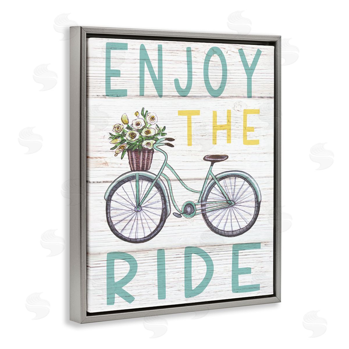 Elizabeth Tyndall Enjoy the Ride Phrase Flower Basket Bicycle