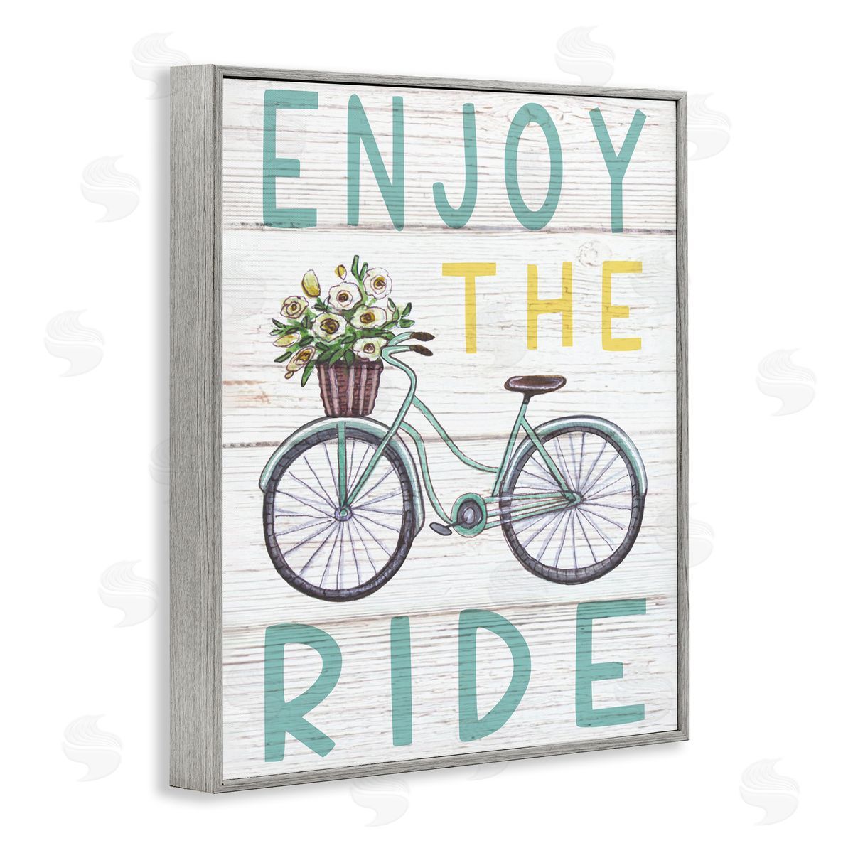 Elizabeth Tyndall Enjoy the Ride Phrase Flower Basket Bicycle