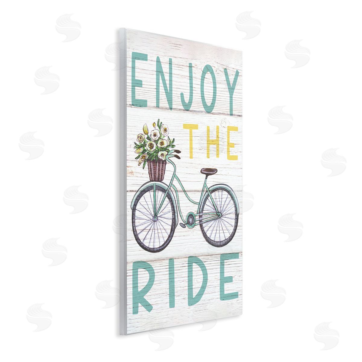 Elizabeth Tyndall Enjoy the Ride Phrase Flower Basket Bicycle