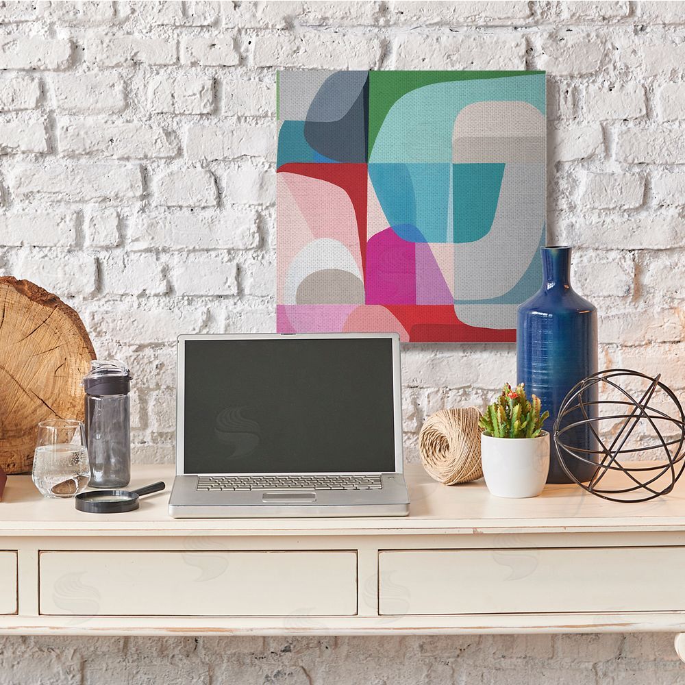 Marion Griese Abstract Shape Collage Pop Blue Red Green Canvas Wall Art in Room
