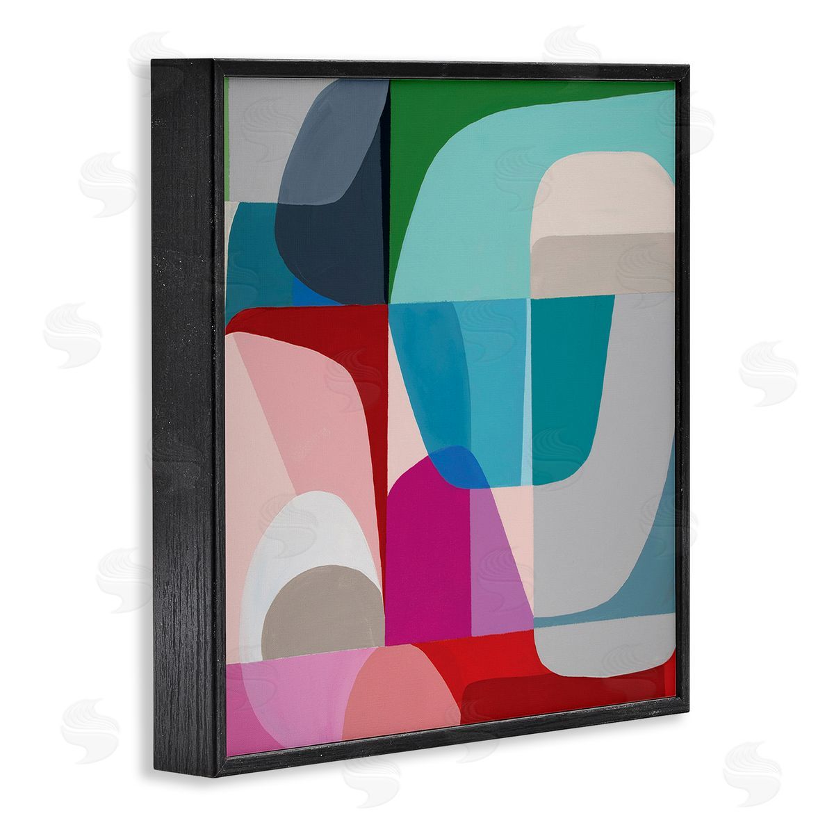 Marion Griese Abstract Shape Collage Pop Blue Red Green Black Framed Glicee Wall Art Print
