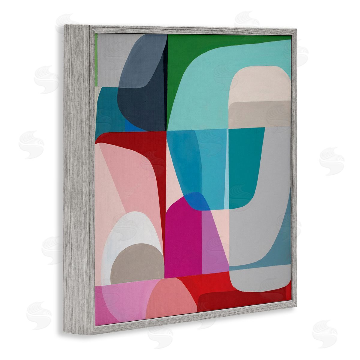 Marion Griese Abstract Shape Collage Pop Blue Red Green Gray Framed Glicee Wall Art Print