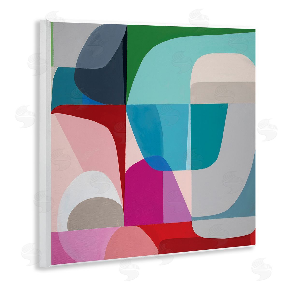 Marion Griese Abstract Shape Collage Pop Blue Red Green Wooden Wall Plaque Art Print
