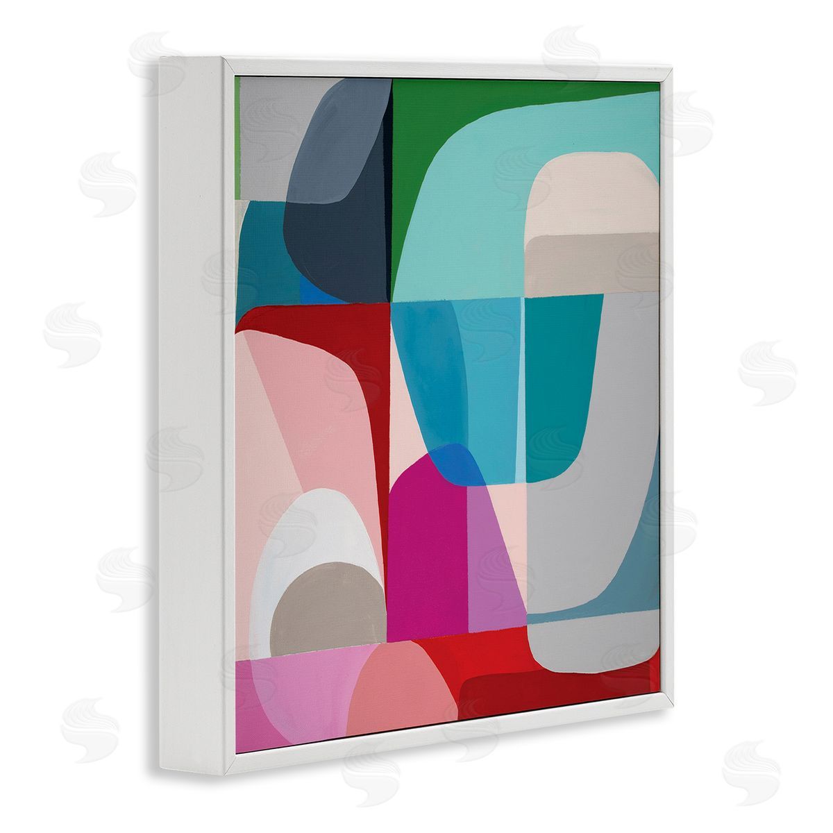 Marion Griese Abstract Shape Collage Pop Blue Red Green White Framed Glicee Wall Art Print