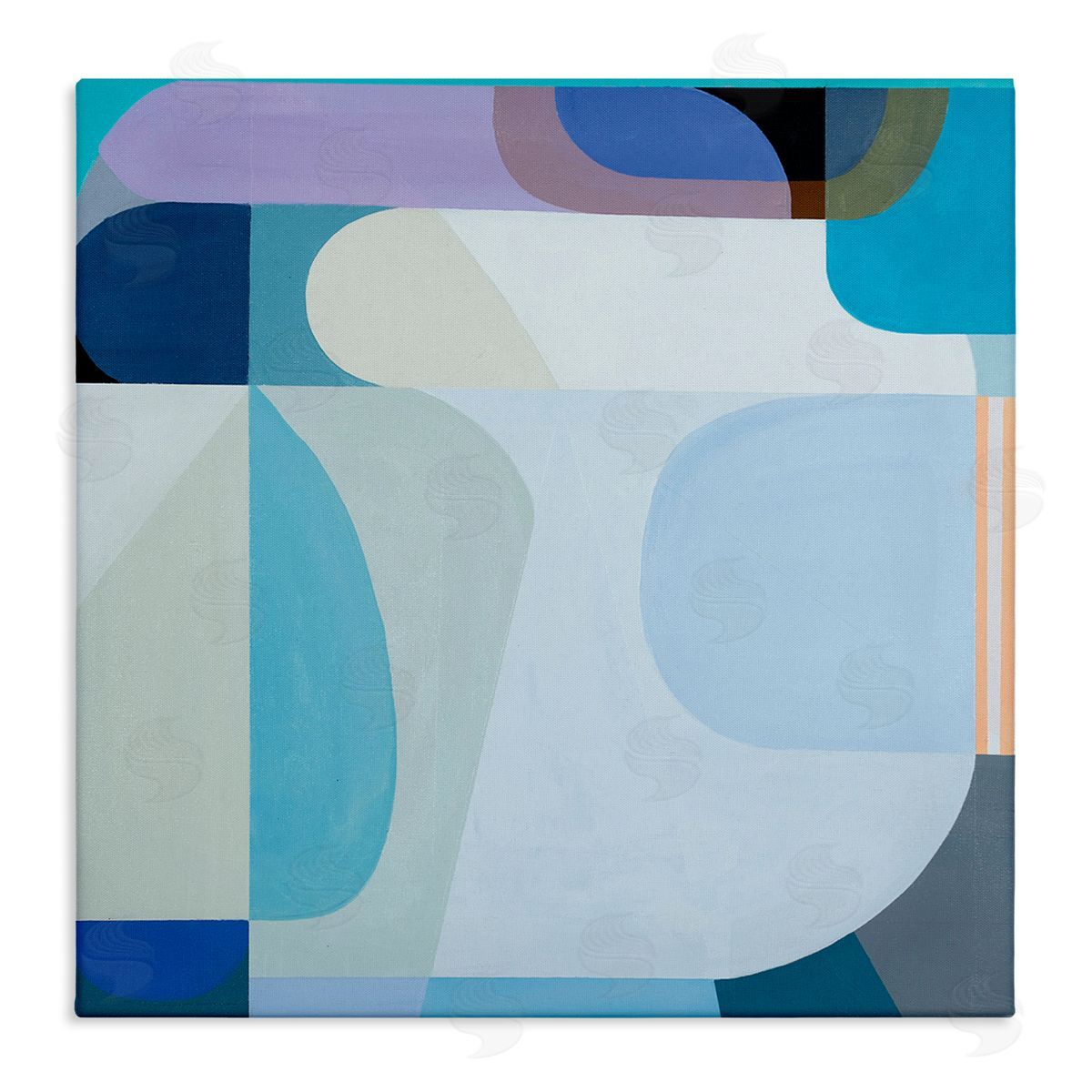 Marion Griese Abstract Blocked Shapes Soft Blue Beige Purple Stretched Canvas Wall Art Print