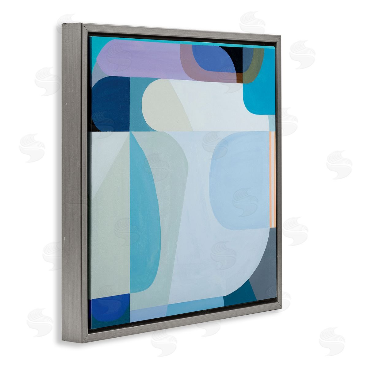 Marion Griese Abstract Blocked Shapes Soft Blue Beige Purple Gray Floating Frame Canvas Wall Art Print