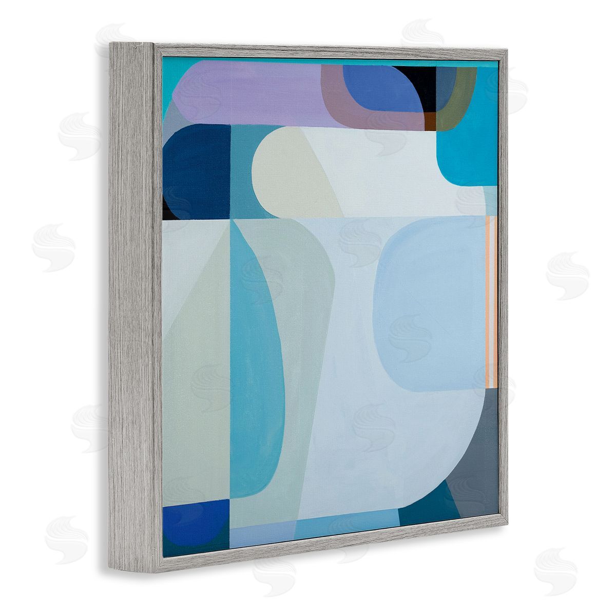 Marion Griese Abstract Blocked Shapes Soft Blue Beige Purple Gray Framed Glicee Wall Art Print