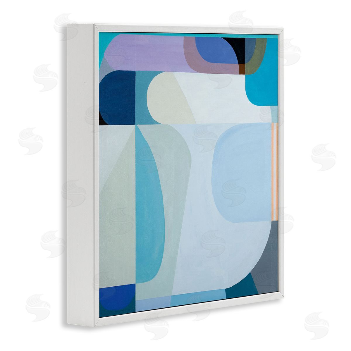 Marion Griese Abstract Blocked Shapes Soft Blue Beige Purple White Framed Glicee Wall Art Print