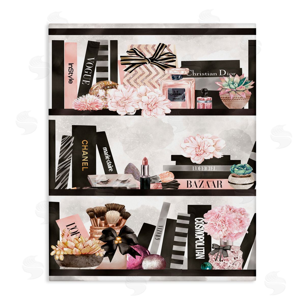 Ziwei Li Fashion Bookshelf Glam Cosmetic Accessories and Books