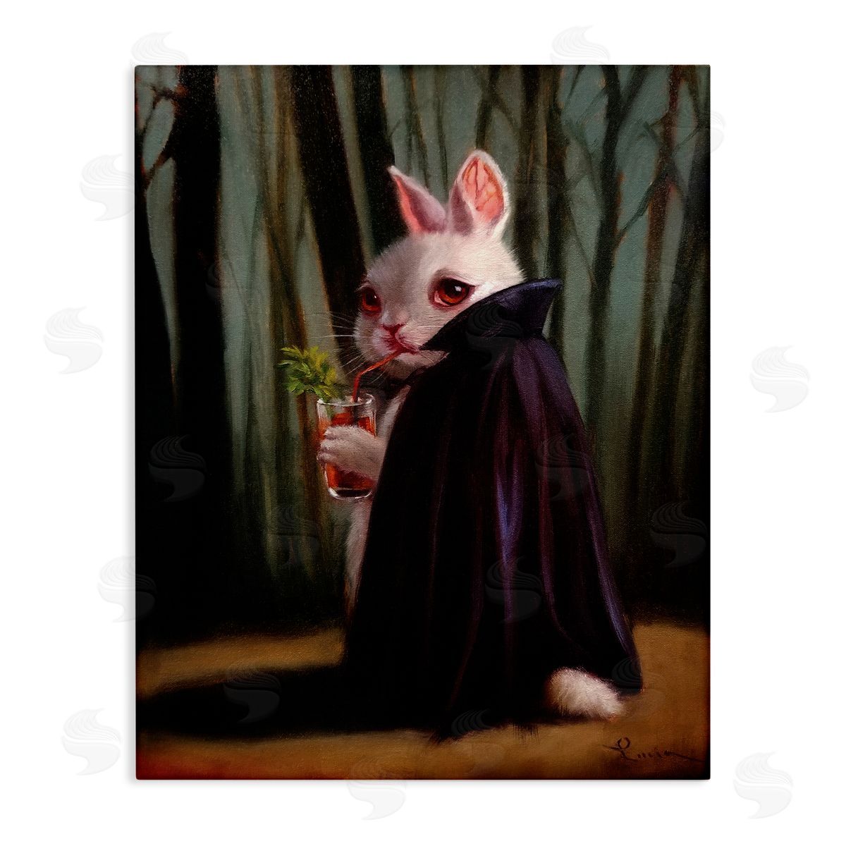 Lucia Heffe_sidernan Vampire Rabbit Drinking Bloody Mary Dark Forest