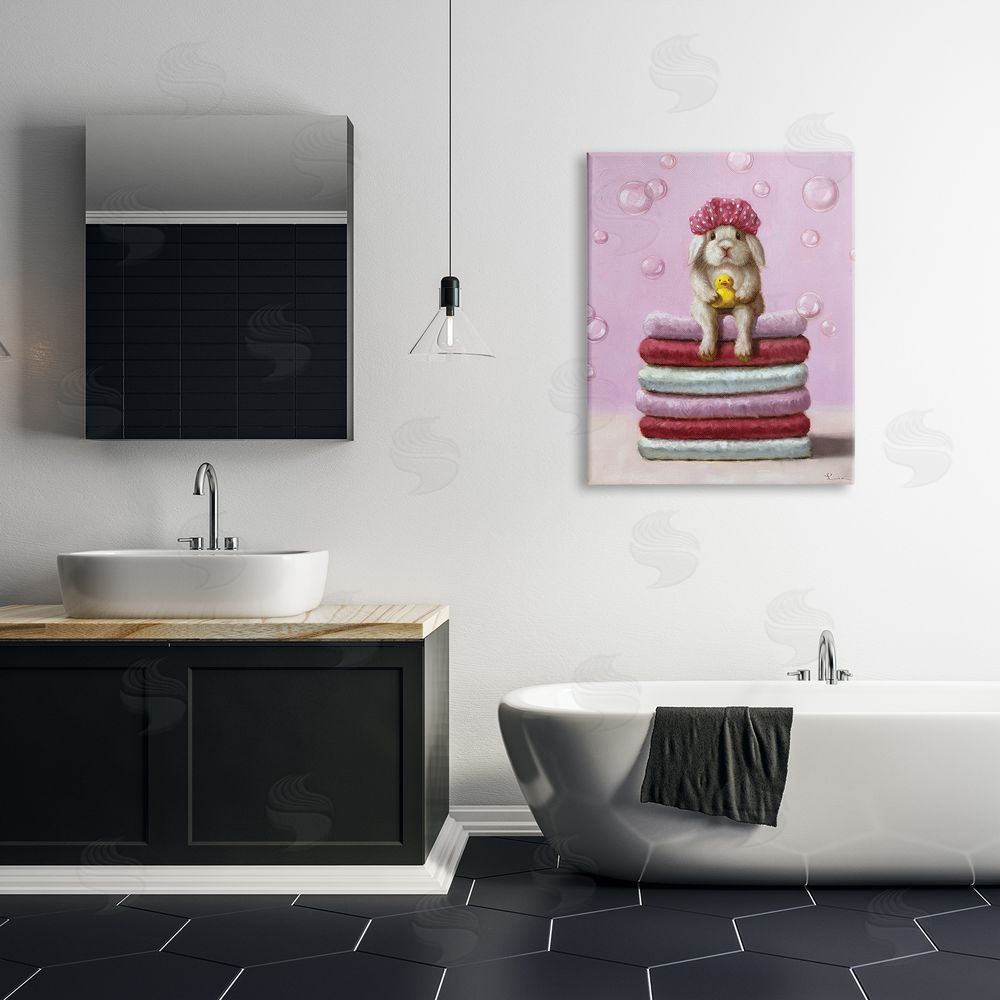 Lucia Heffe_sidernan Cute Baby Rabbit on Bath Towels Soap Bubbles