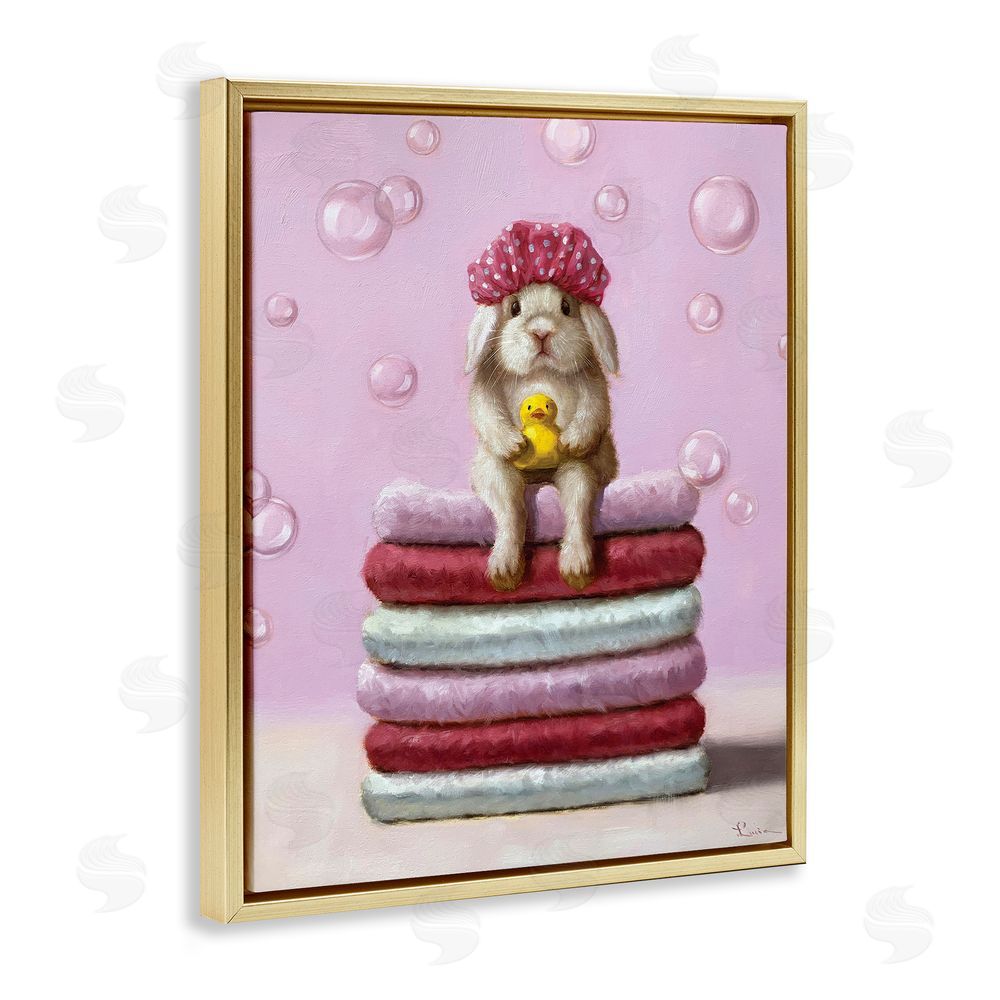 Lucia Heffe_sidernan Cute Baby Rabbit on Bath Towels Soap Bubbles