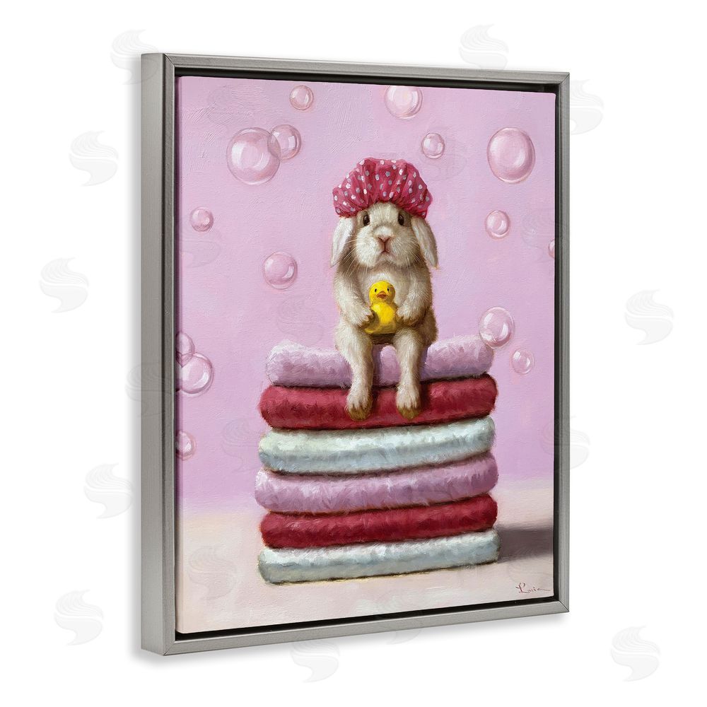 Lucia Heffe_sidernan Cute Baby Rabbit on Bath Towels Soap Bubbles