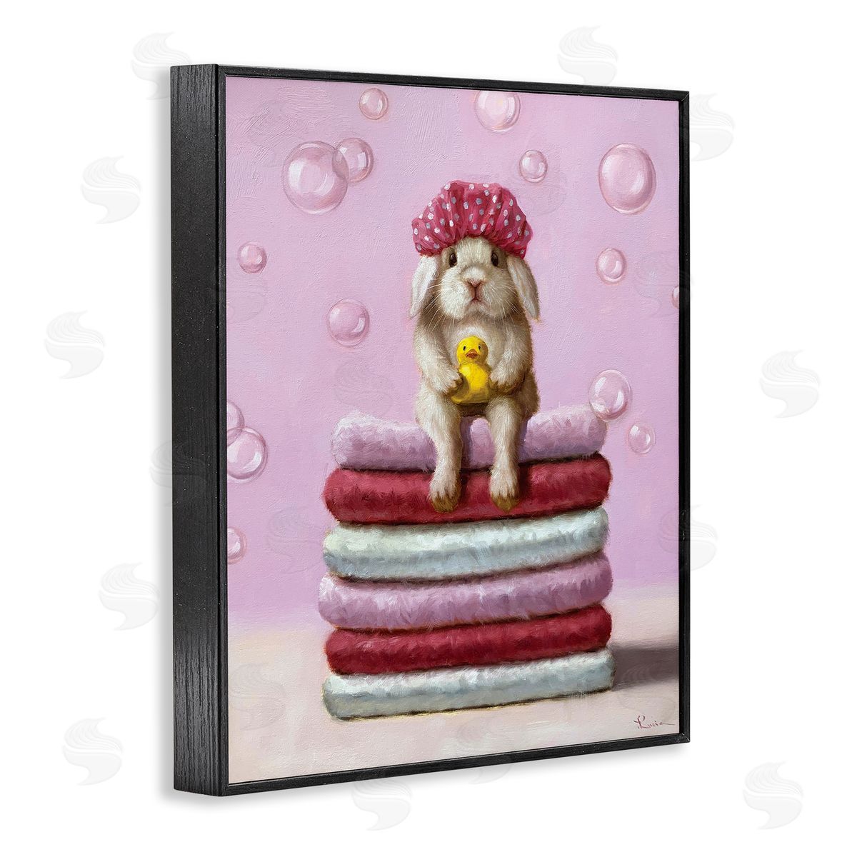 Lucia Heffe_sidernan Cute Baby Rabbit on Bath Towels Soap Bubbles
