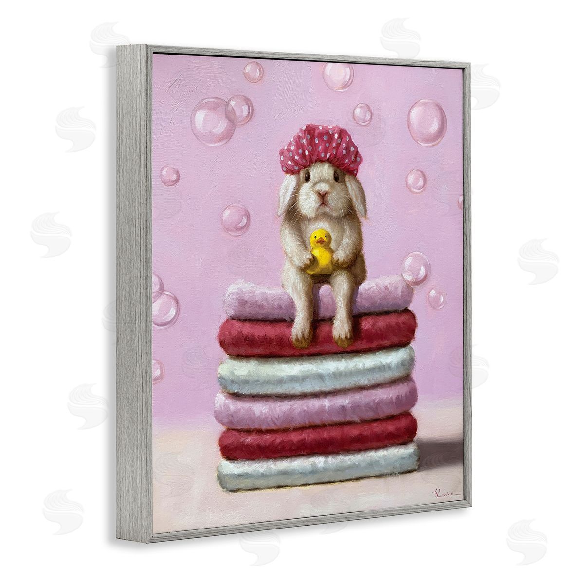 Lucia Heffe_sidernan Cute Baby Rabbit on Bath Towels Soap Bubbles