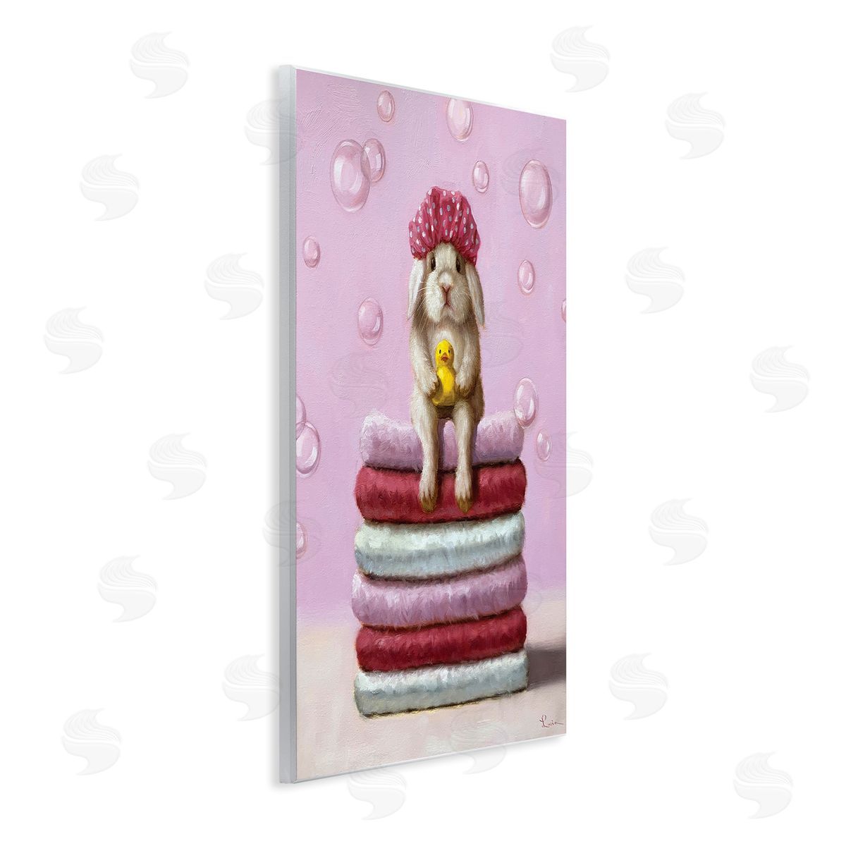Lucia Heffe_sidernan Cute Baby Rabbit on Bath Towels Soap Bubbles