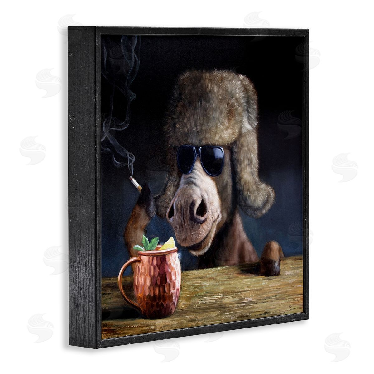 Moscow Mule Funny Animal Black Frame Print Wall Art, Home Decor by Lucia Heffernan