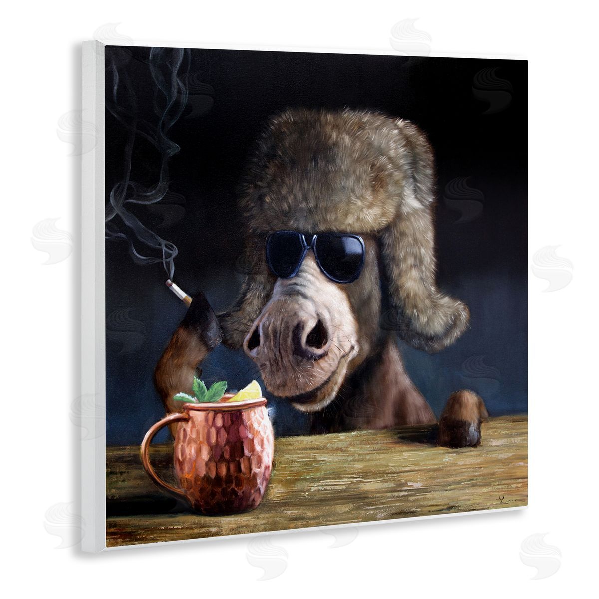 Moscow Mule Funny Animal Wood Plaque Wall Art, Home Decor by Lucia Heffernan