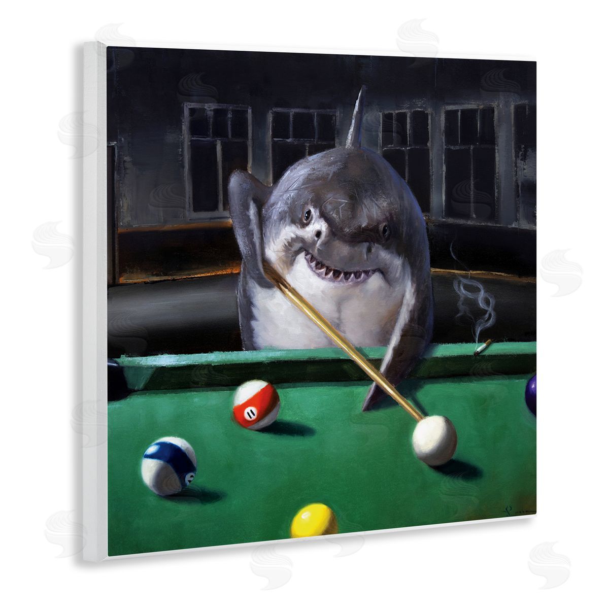 Pool Shark Animal Pun Wood Plaque Wall Art, Home Decor by Lucia Heffernan