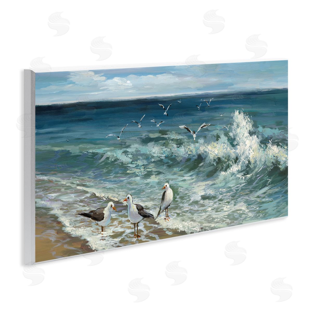 Incoming Beach Tide Seagulls Wood Plaque Wall Art, Home Decor by Heather Hayes